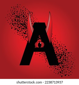 Devil logo in shape of A with eye in side made in adobe illustrator