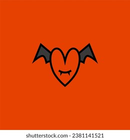 Devil Love cartoon cute, simple illustration, halloween, spooky, scary.