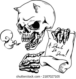 Devil made a deal in vectors art bw