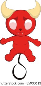 Devil. Made in the form of children's mockery.It is known as the bad force in religion. Made in bright colors and aggressive. Big eyes. The long black tail. Present fangs.