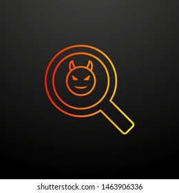 The devil in a magnifying glass nolan icon. Elements of virus antivirus set. Simple icon for websites, web design, mobile app, info graphics