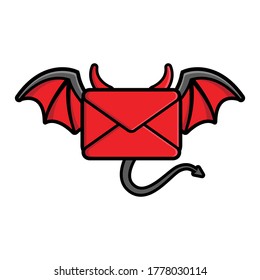 devil mail message with wings design illlustration