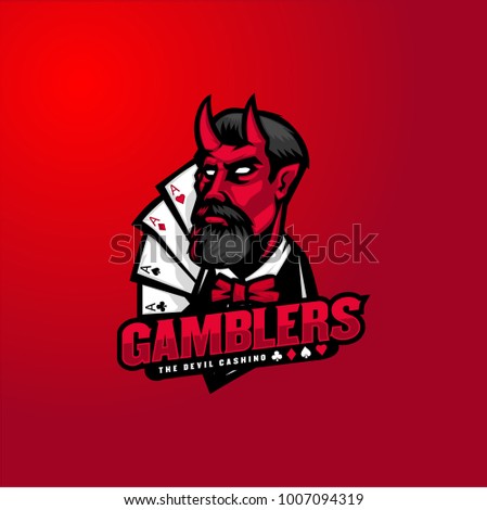 Devil man cashino mascot logo gambling, game event logo tournament