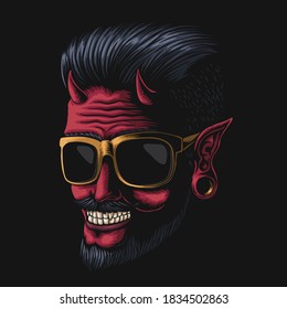 Devil man eyeglasses vector illustration for your company or brand
