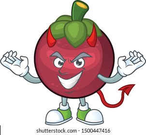 Devil mangosteen fruit cartoon character isolated on mascot