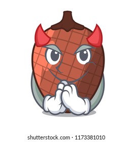 Devil mascot cartoon of moriche palm fruits