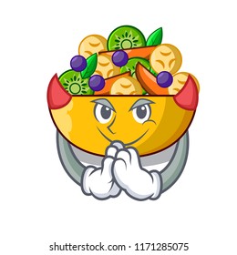 Devil mascot diet fresh tasty fruit salad