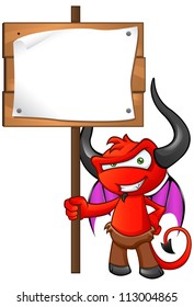 Devil Mascot - Holding a Sign