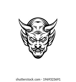 Devil Mascot Logo Black White