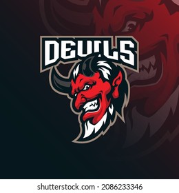 devil mascot logo design with modern illustration concept style for badge, emblem and t shirt printing. devil head illustration for sport team.