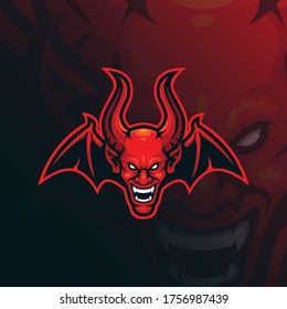 devil mascot logo design vector with modern illustration concept style for badge, emblem and tshirt printing. angry head devil illustration.