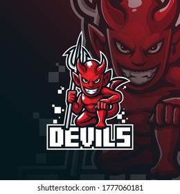 devil mascot logo design vector with modern illustration concept style for badge, emblem and tshirt printing. devil illustration for sport team.