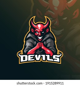 devil mascot logo design vector with modern illustration concept style for badge, emblem and t shirt printing. devil illustration for sport team.