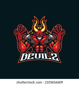 Devil mascot logo design vector with modern illustration concept style for badge, emblem and t shirt printing. Devil illustration for sport team.