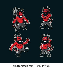 Devil mascot logo design vector with modern illustration concept style for badge, emblem and t shirt printing. Smart devil illustration mascot pack.