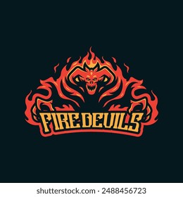 Devil mascot logo design vector with modern illustration concept style for badge, emblem and t shirt printing. Firedevil illustration for sport and esport team.