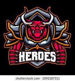 Devil Mascot Logo for Sport and Esport isolated on dark Background