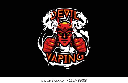 Devil mascot use vapor illustration