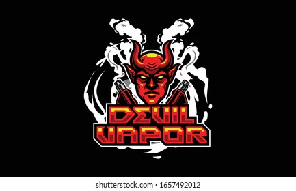 Devil mascot use vapor illustration