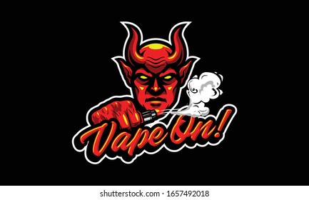 Devil mascot use vapor illustration