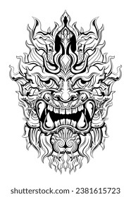 Devil mask with hand drawn style free vector premium