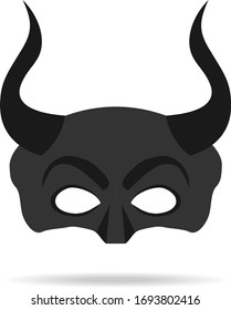 Devil mask, icon black devil mask isolated on white background. Theatrical mask. Vector illustration. Vector.