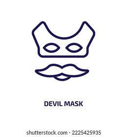 devil mask icon from people collection. Thin linear devil mask, hell, satan outline icon isolated on white background. Line vector devil mask sign, symbol for web and mobile