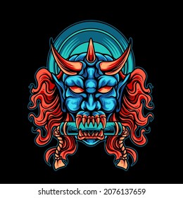Devil Mask Japan Illustration for your business or merchandise