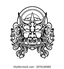 Devil Mask Japan Silhouette Illustration for your business or merchandise