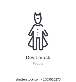 devil mask outline icon. isolated line vector illustration from people collection. editable thin stroke devil mask icon on white background