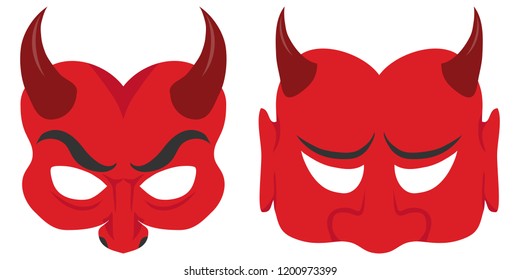 Devil mask, realistic red devil mask. Flat design. vector.