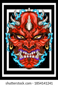 devil mask red portrait vector illustration