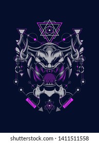 Devil mask with sacred geometry pattern