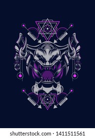 Devil mask with sacred geometry pattern