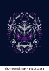Devil mask with sacred geometry pattern