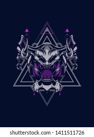 Devil mask with sacred geometry pattern