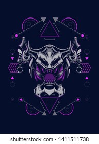 Devil mask with sacred geometry pattern