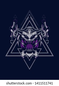 Devil mask with sacred geometry pattern