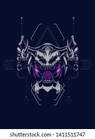 Devil mask with sacred geometry pattern