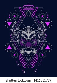Devil mask with sacred geometry pattern