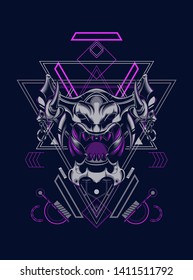 Devil mask with sacred geometry pattern