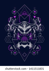 Devil mask with sacred geometry pattern