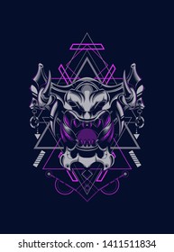 Devil mask with sacred geometry pattern