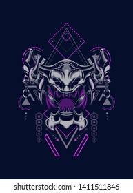 Devil mask with sacred geometry pattern
