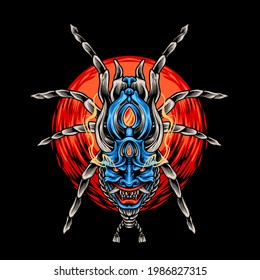 The Devil Mask Tarantula Illustration for merchandise or business