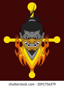 devil masked man vector, detailed and elegant.