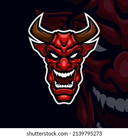 Devil masscot logo esport premium vector