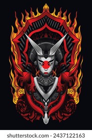Devil Mecha Geisha Vector Design Assets for Logo, Mascot, Sticker, and T-Shirt Designs