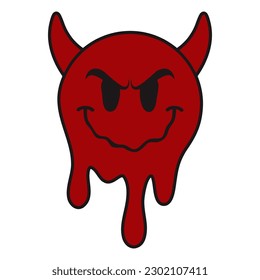 Devil Melt Smile Patch V72 Patch Streetwear, Urban Design Black and White Colors Patch Commercial Use