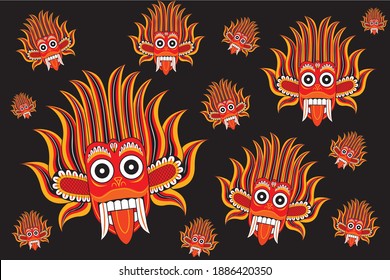 diablo, máscara monstruosa de baile en Sri Lanka abstracto sobre el dibujo del vector de fondo negro